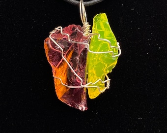 Andara Crystal Goddess Glow Pink and Yellow Double Pendant