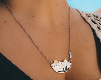 Mountain pendant, NANGA PARBAT, mountain range necklace, mountain pendant necklace, mountain necklace, hiking, himalayas, traveler, backpacker.