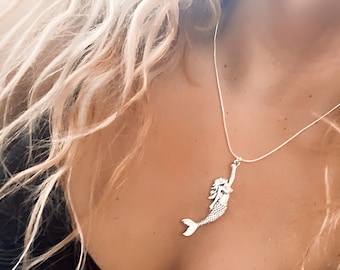 Mermaid necklace, mermaid pendant, mermaid jewelry, little mermaid necklace, summer necklace, of the sea, summer necklace, surf, MUSA OF THE SEA.