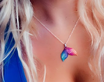 Mermaid tail necklace, Mermaid necklace, whale tail necklace, mermaid pendant, nautical jewelry, summer jewelry, mermaid, sea, TWO SEAS.