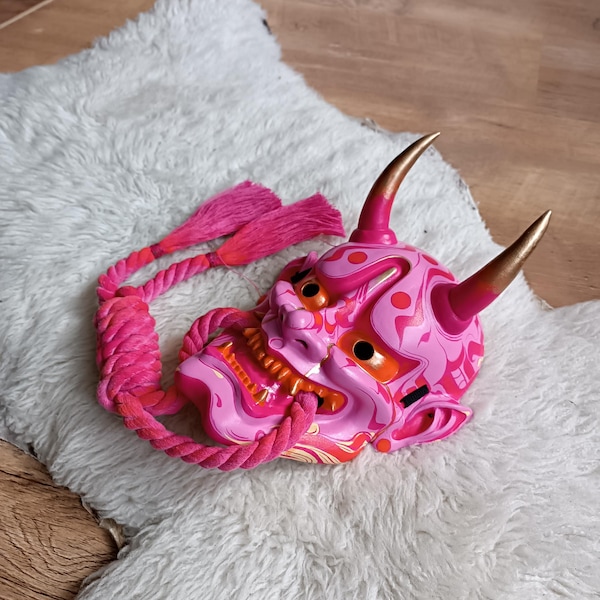 Máscara Hannya de resina hecha a mano: diseño japonés moderno, decoración de pared, disfraz de Halloween.