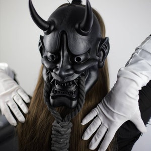 Handgjord japansk Hannah-mask för alla storlekar, helmask, väggdekor, Halloween bild 7