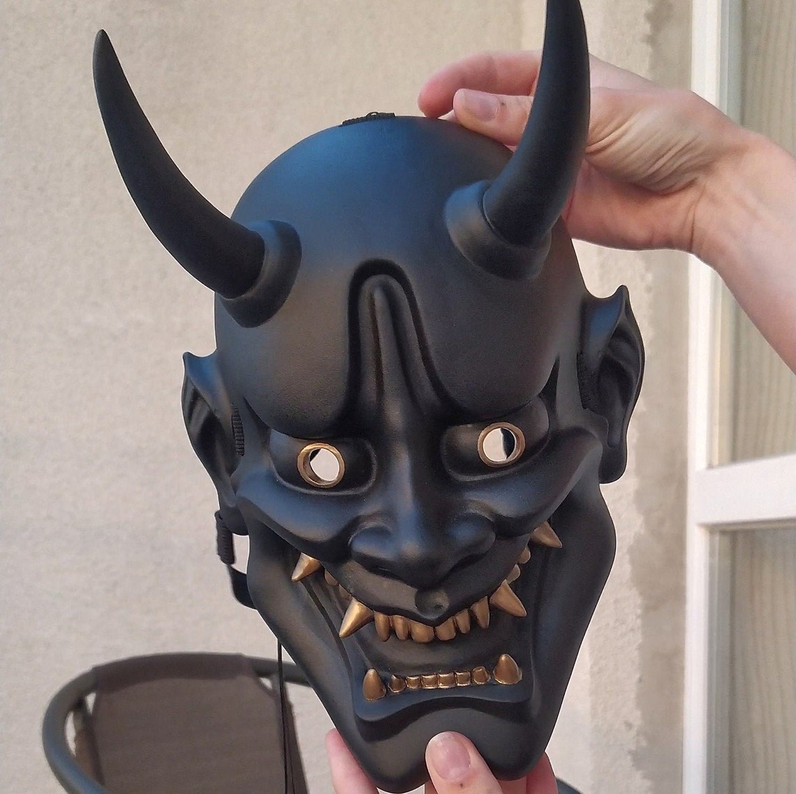 Japanese Hannya mask Black Etsy