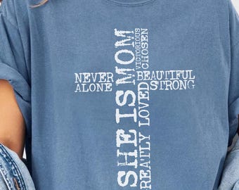 She Is Mom SVG PNG, She Is Strong Svg, Blessed Mom Svg, Mom Svg, Christian Cross Svg, Mother's Day Quote Svg, Christian Mom Svg,Gift for Mom