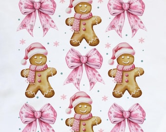 Pink Christmas png,Coquette Christmas png,Christmas Gingerbread Coquette Bow Png,Christmas sublimation,Retro Holidays png,Girly Christmas