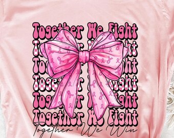 Ensemble, nous combattons le png, Sensibilisation au cancer du sein png, Guerrier du cancer du sein png, Noeud coquette rose png, Ruban rose png, Combattre le cancer png thumbnail