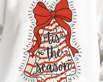 Tis The Season png, Coquette Christmas Tree Cakes png, Cute Christmas png, Little Debbie Christmas Cakes Png,Christmas Light Png Sublimation