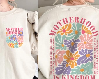 Motherhood Is Kingdom Work PNG SVG, Mom Life Svg, Boho Floral Christian Mom Svg,Raising Disciple Svg, Boho Floral Bible Cut File Sublimation