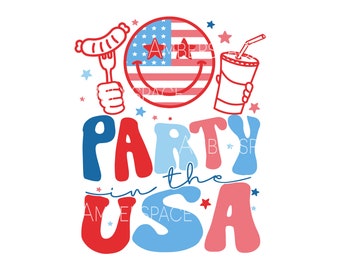 Party In The USA Smile Face Png Svg, 4th Of July svg, Fourth of July SVG, Independence Day Svg, America png, Usa svg cut file sublimation
