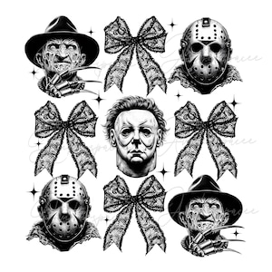 Halloween Coquette Bow Png, Horror Halloween Png, Horror Characters Png, Halloween Png, Retro Halloween Png, Scary Movies Png, Horror Png