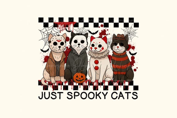 Just Spooky Cats png, Horror Cats Png, Halloween Cats Png, Halloween Characters Png, Cat Lover Shirt Deisgn, Cat Mom Png, Halloween Png