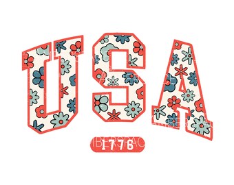 USA Varsity Floral Png Svg,4th Of July svg,Fourth of July SVG,Independence Day Svg,America png,America Flag Svg,Usa svg cut file sublimation