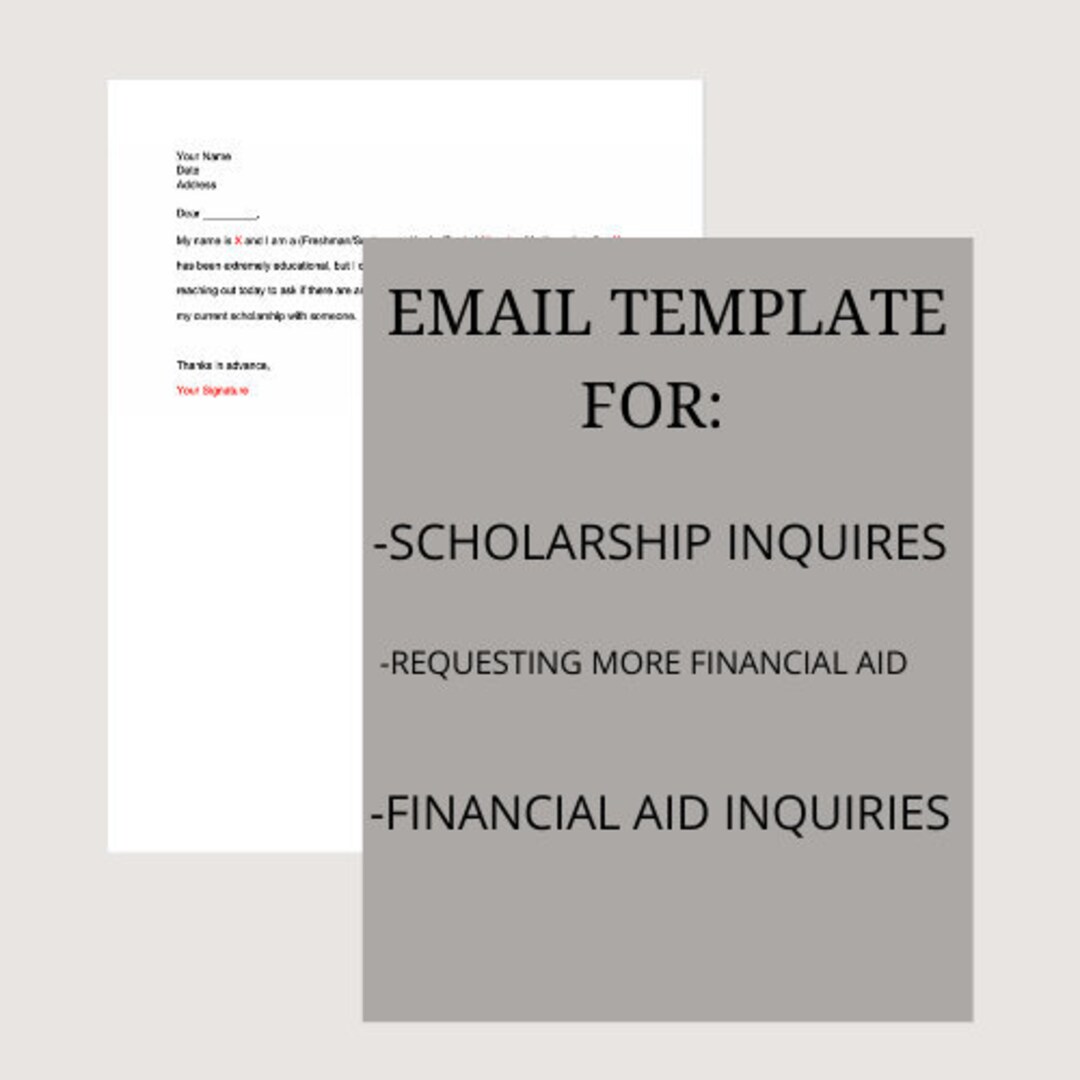Scholarship Inquiry Email Template Requesting More Financial Aid Email