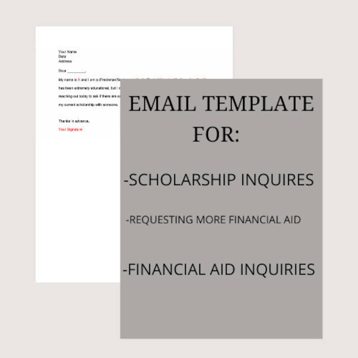 Scholarship Inquiry Email Template Requesting More Financial Aid Email