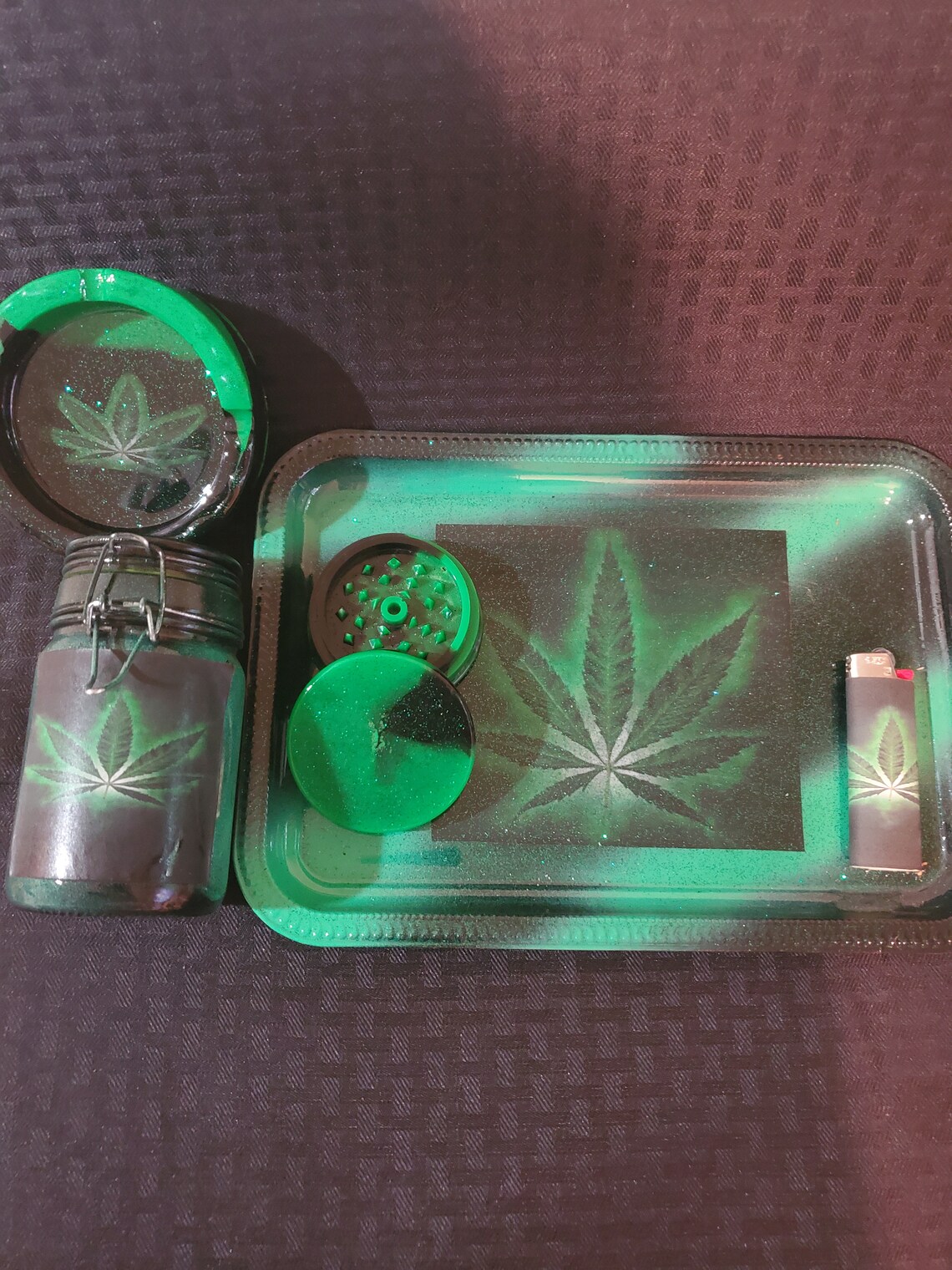 Rolling Tray Set Marijuana Leaf Free Shipping Etsy