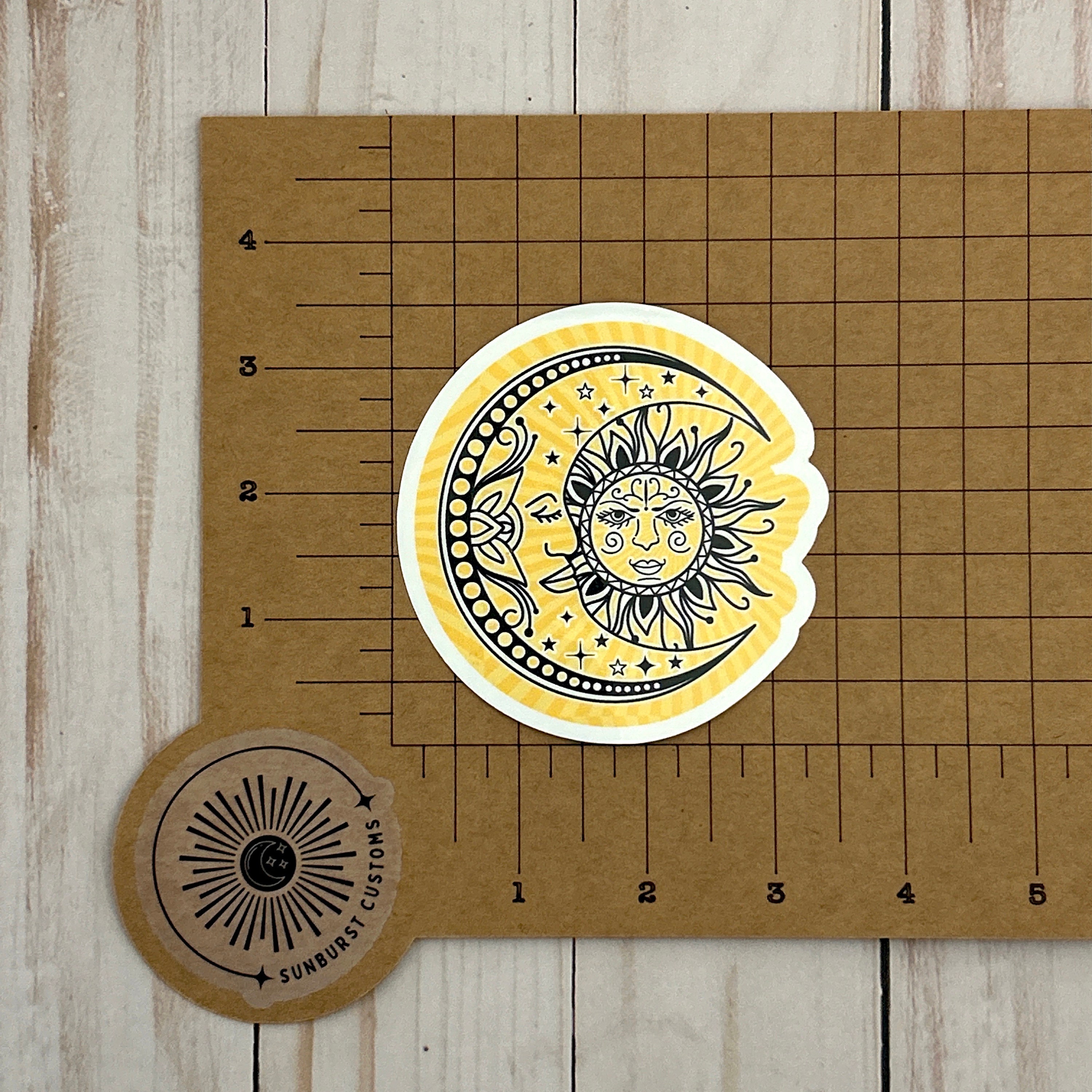 Celestial Sun and Moon Zentangle Sticker for Water Bottle, Notebook ...