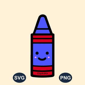 Kawaii Crayon SVG PNG - Cute Doodle School Clipart for Crafts & Stickers