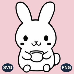 Kawaii konijntje met theekopje SVG – perfect voor knutselen en cadeaus