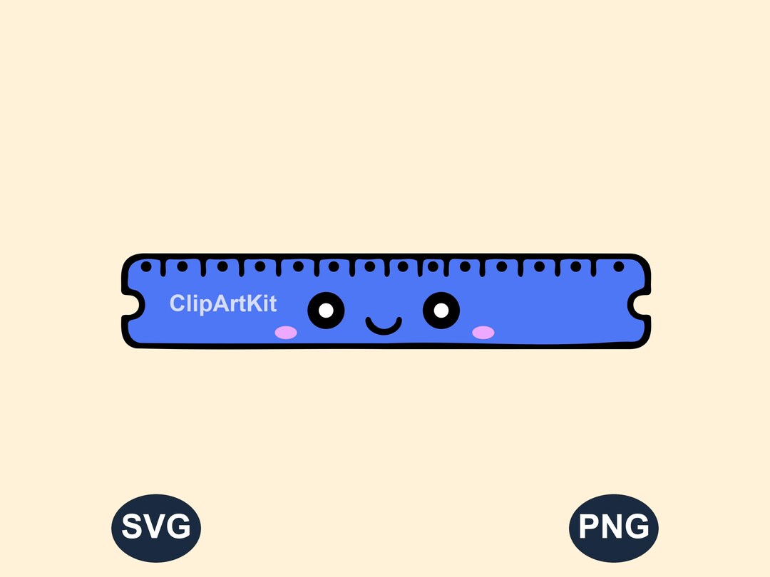Kawaii Ruler SVG PNG – Cute Doodle School Clipart for Crafts & Stickers ...