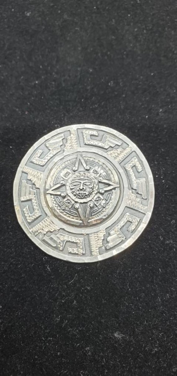 Vintage Sterling Silver Mayan Sun God/Calendar Bro