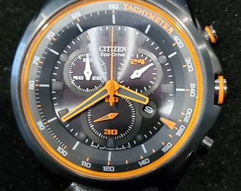 Citizen eco drive shop orange and black chronograph