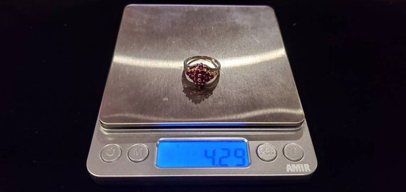 Sterling Silver 14 Ruby Cluster Woman's Ring Size… - image 9