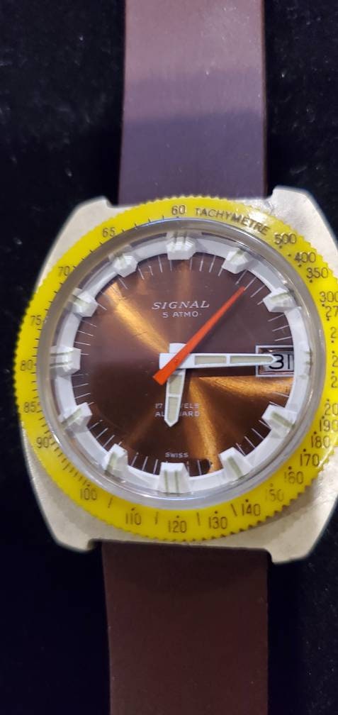 Signal All Guard Very Rare Vintage Swiss Signal Allguard Diver 17 Jewels Men's Watch - Etsy
