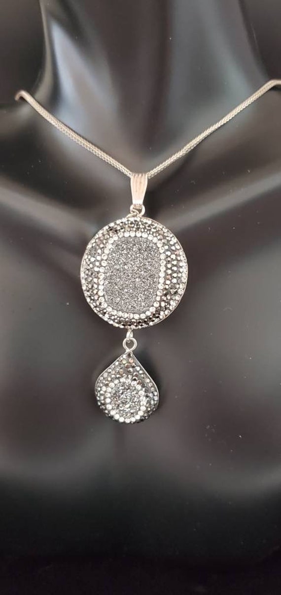 Sterling Silver .925 Marcasite Pendant With Sterl… - image 1