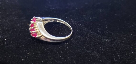 Sterling Silver 14 Ruby Cluster Woman's Ring Size… - image 5
