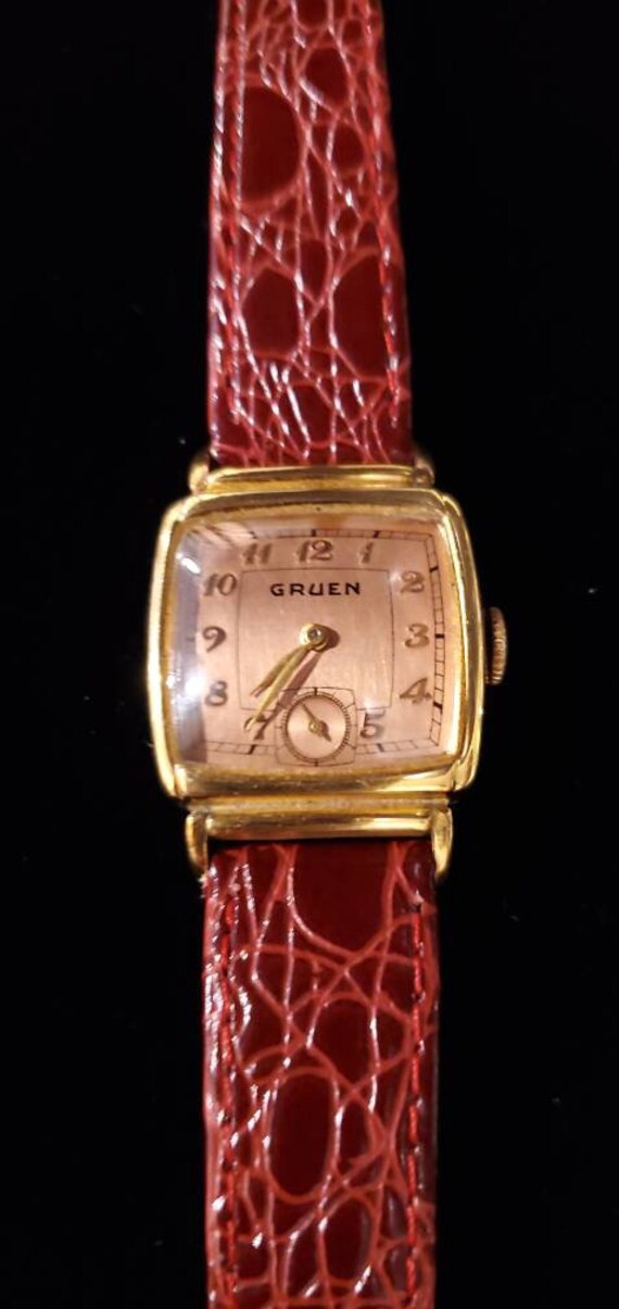 Rare Vintage Gruen, Rose Gold, Manual Wind, 15 Je… - image 2