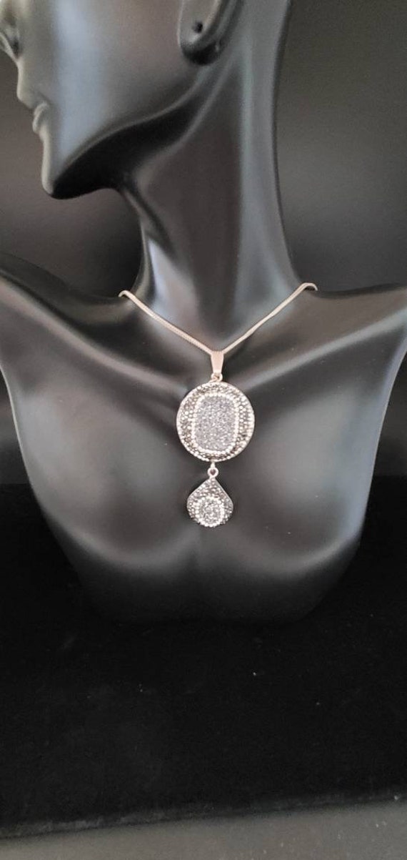 Sterling Silver .925 Marcasite Pendant With Sterl… - image 2