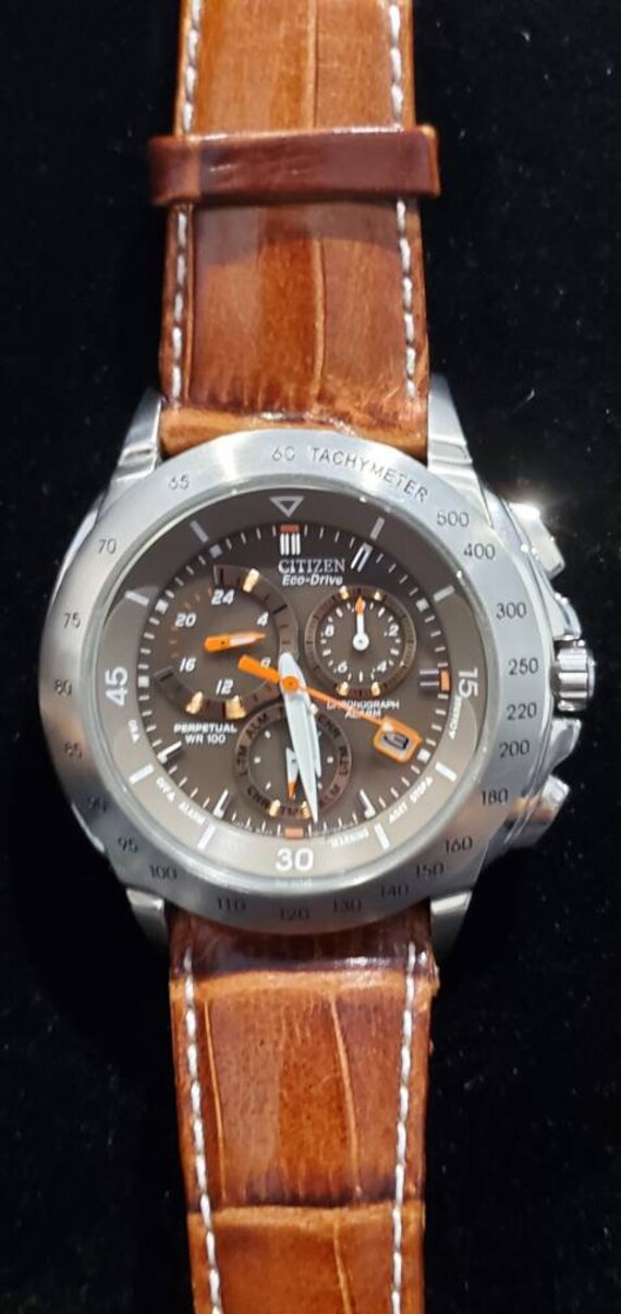 Rare Citizen Eco-Drive Perpetual Mens Chronograph 