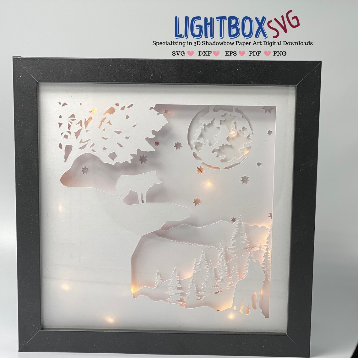 3d Wolf Svg Lightbox Cricut Paper Art Download Shadowbox for Etsy