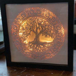 Arbre de vie Shadowbox SVG Fichiers de coupe Cricut | Boîte lumineuse en papier 3D | téléchargement immédiat