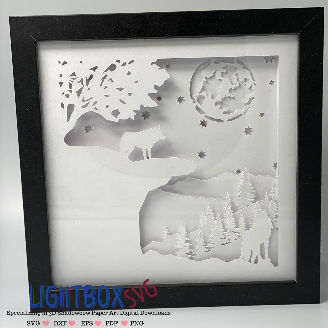 3d Wolf Svg Lightbox Cricut Paper Art Download Shadowbox for Etsy