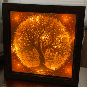 Tree of Life lightbox SVG Layered mandala shadowbox 3D download Cricut Paper Art Project quadrato ridimensionabile