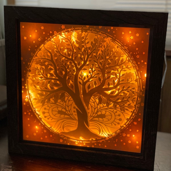 Tree of Life lightbox SVG Layered mandala shadowbox 3D download Cricut Paper Art Project square resizeable
