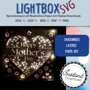Happy Mothers Day SVG Shadowbox | 3D Muttertag Lightbox Digital Download für Cricut