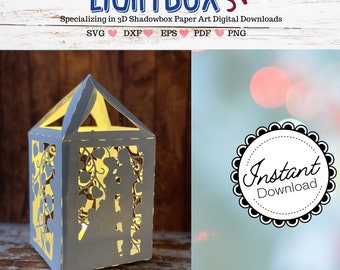 May include: A white paper lightbox with a couple silhouette design and a heart pattern. The lightbox is lit up and has a yellow glow. The text "Instant Download" is visible in the background.