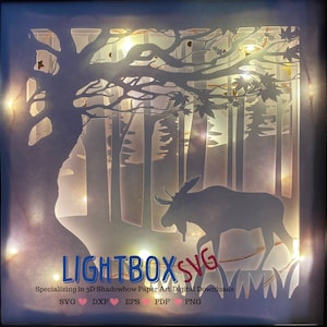 Moose Wilderness 3D SVG layered shadowbox Paper Art Lightbox homemade gift Digital Download png and SVG files only
