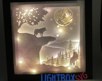 3d wolf svg lightbox cricut paper art download shadowbox for handmade gift or decor png dxf eps glowforge cutter