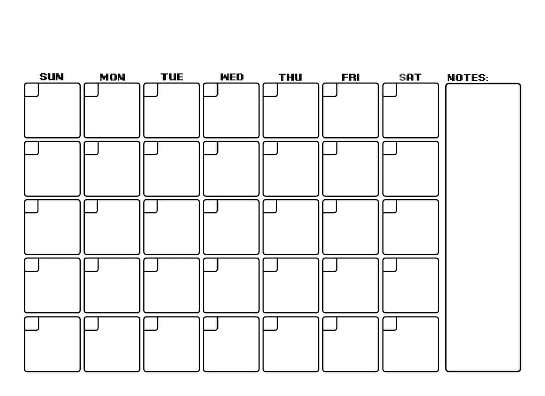 Caledar Checklist Minimalist Undated Calendar & Checklist Printable (8.5x11) - Etsy