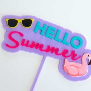 Hello Summer Cake Topper, End Of The Year Party, Pool Party Cake Topper, Flamingo Birthday Party, Summer Birthday Decorations, Beach Party