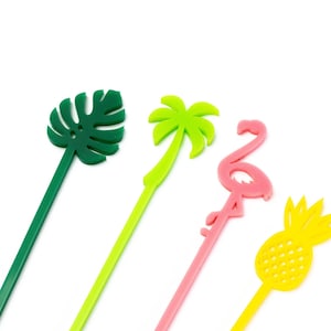Tropical Bachelorette Party, Palm Tree Drink Stirrers, Palm Springs Theme Party, Hawaiian Birthday Party, Pineapple Cocktail Stirrer Set