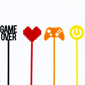 Video Game Drink Stirrers, Video Game Birthday Party Decorations, Gaming Party Decor, Gaming Birthday Decorations, Level Up Birthday Decor