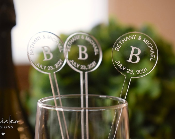 Personalized Wedding Stir Sticks, Cocktail Stirrers, Engagement Drink ...