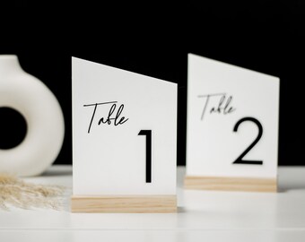 Modern Acrylic Table Numbers, Minimalist Wedding Table Numbers, Black And White Table Numbers, Wedding Signage With Stand, Table Decor