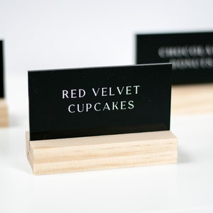 Acrylic Food Labels, Wedding Buffet Signs, Buffet Food Signs With Wooden Stand, Buffet Table Cards, Personalized Wedding Signage, Place Card