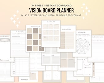 Vision Board Planner: Diario di manifestazione guidata (download digitale)