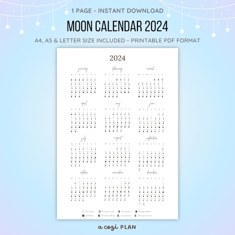 Desk Calendar Full Moon Etsy